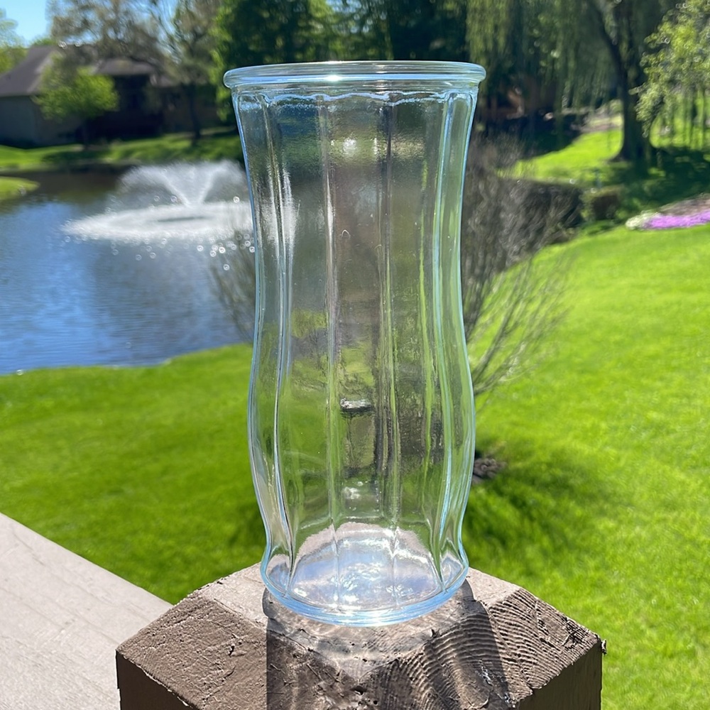 Vintage GGG Garcia Glass Group Clear Glass 8.5" Tall 12 Panel Flower Vase 2972